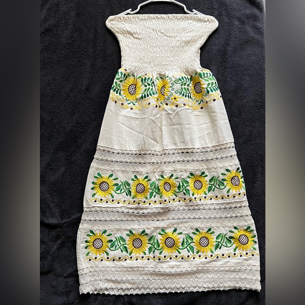 Strapless sunflower dress